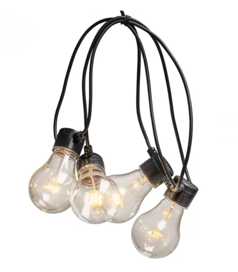 Fashion Guirlande Lumineuse De Terrasse 10 M Extensible, 10 Ampoules Ambrees Guirlande Lumineuse Extérieur