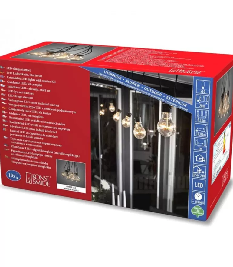 Fashion Guirlande Lumineuse De Terrasse 10 M Extensible, 10 Ampoules Ambrees Guirlande Lumineuse Extérieur