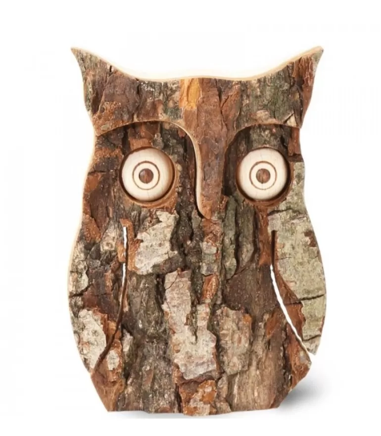 Best Sale Hibou En Bois D'Ecorce, 10 Cm Chouettes Et Hiboux En Bois
