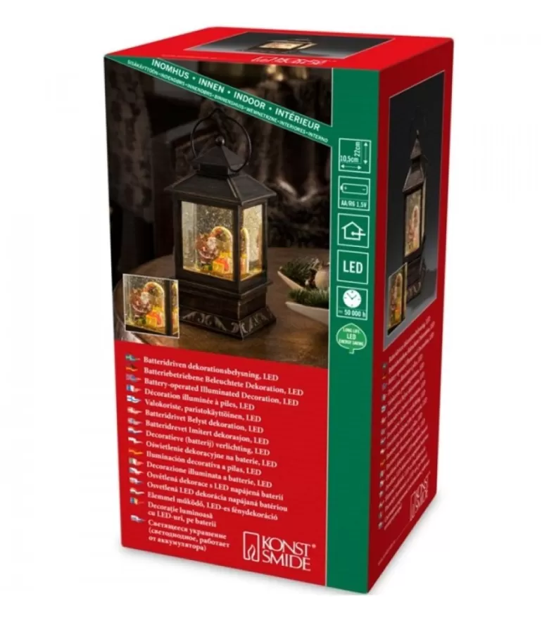 Hot Lanterne De Noël À Neige A Led Avec Père Noël Et Enfants, 22 Cm Lanternes De Noël À Neige