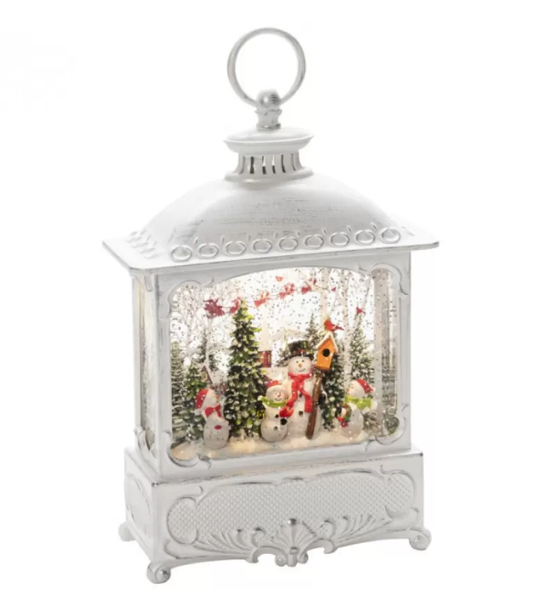 Fashion Lanterne De Noël Blanche, 4 Bonshommes De Neige Avec Oiseaux Lanternes De Noël À Neige
