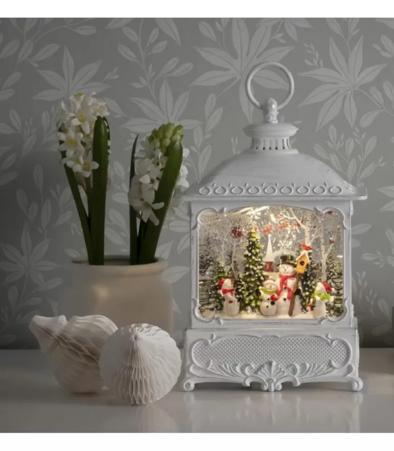 Fashion Lanterne De Noël Blanche, 4 Bonshommes De Neige Avec Oiseaux Lanternes De Noël À Neige