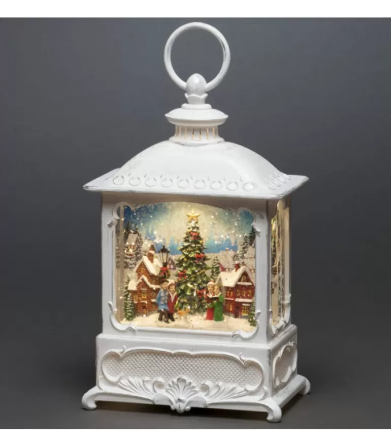Store Lanterne De Noël Blanche, Village De Noël Avec Sapin Lanternes De Noël À Neige
