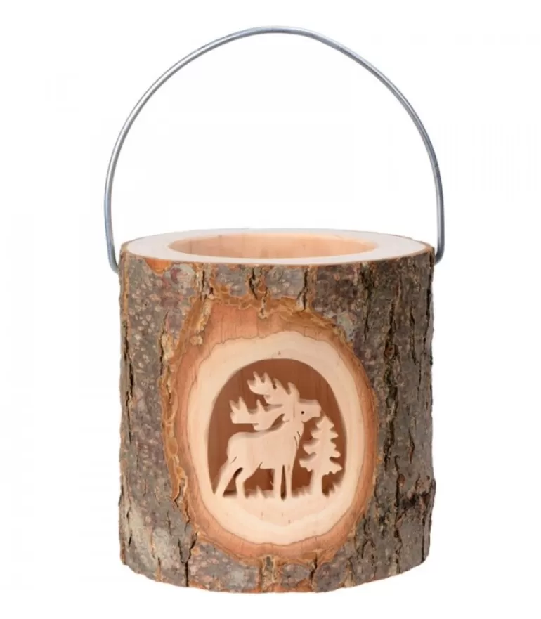 Discount Lanterne Photophore En Bois, Cerf En Foret Photophore Bois