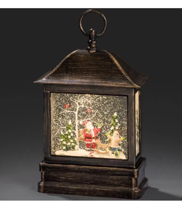 Store Lanterne Père Noël Sous LÀ Neige Avec Enfant, 25 Cm Lanternes De Noël À Neige