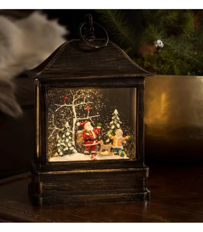 Store Lanterne Père Noël Sous LÀ Neige Avec Enfant, 25 Cm Lanternes De Noël À Neige