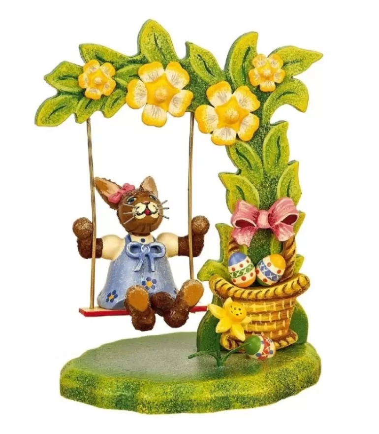 Sale Lapin De Paques En Bois Et Balancoire Fleurie Lapins En Bois De Paques