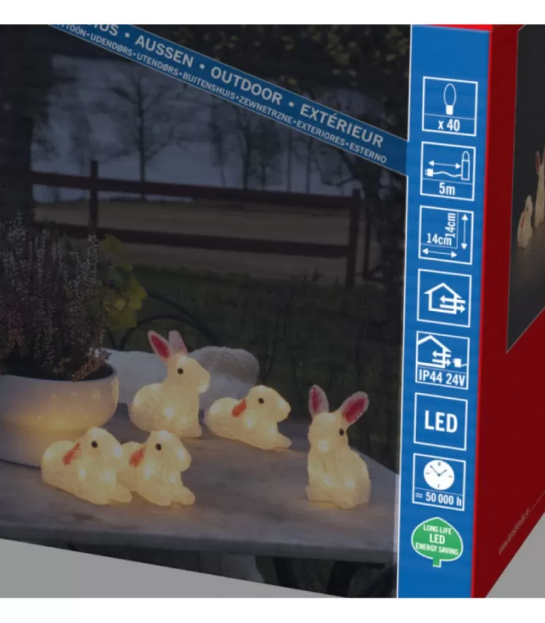 Best Lapins Lumineux 14 Cm En Acrylique, 40 Diodes Blanc Chaud Oiseaux Lumineux Et Animaux Lumineux