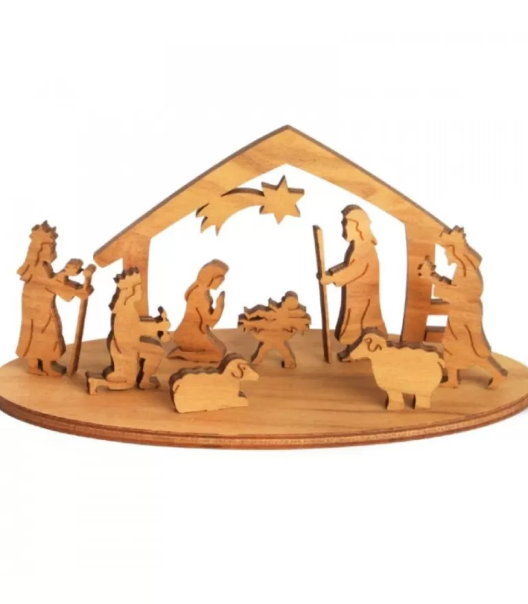 Online Mini Crèche De Noël Avec Personnages En Bois D'Olivier, 5 Cm Crèche De Noël En Bois