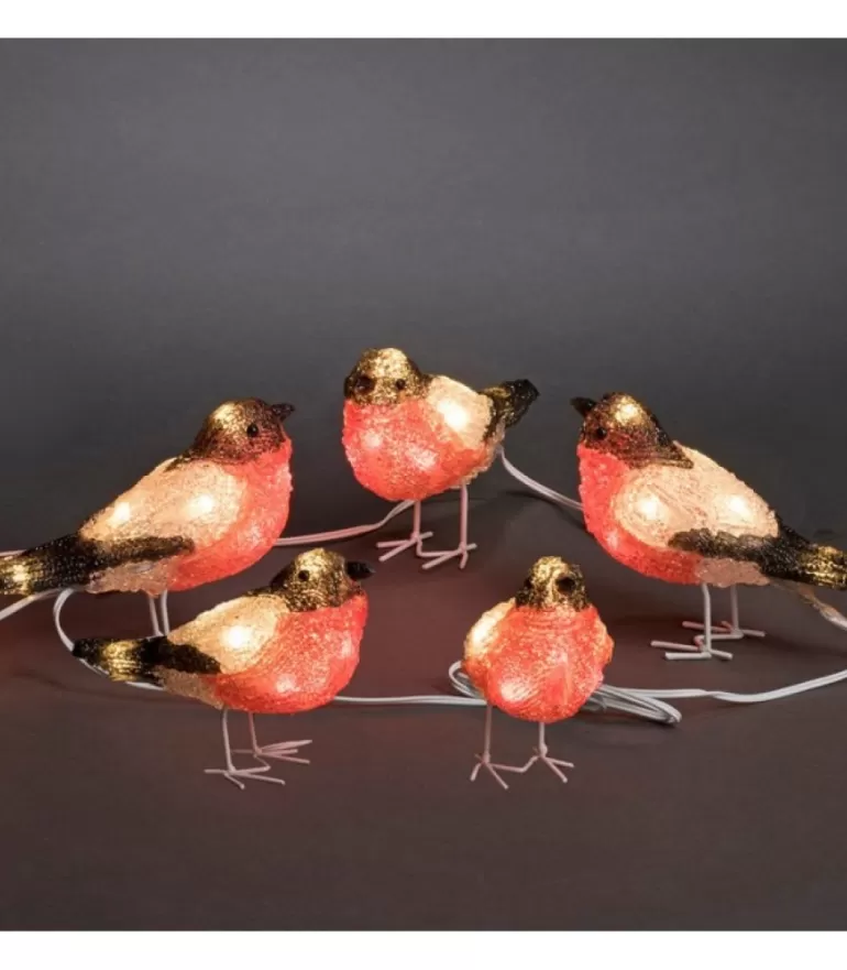 Store Oiseaux Lumineux Led, 5 Rouge-Gorge Oiseaux Lumineux Et Animaux Lumineux