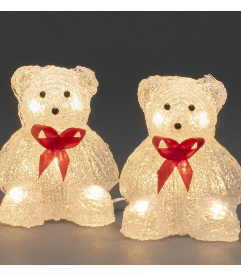 Best Sale Oursons Lumineux A Led En Acrylique Avec Ruban Rouge, 12 Cm Oiseaux Lumineux Et Animaux Lumineux