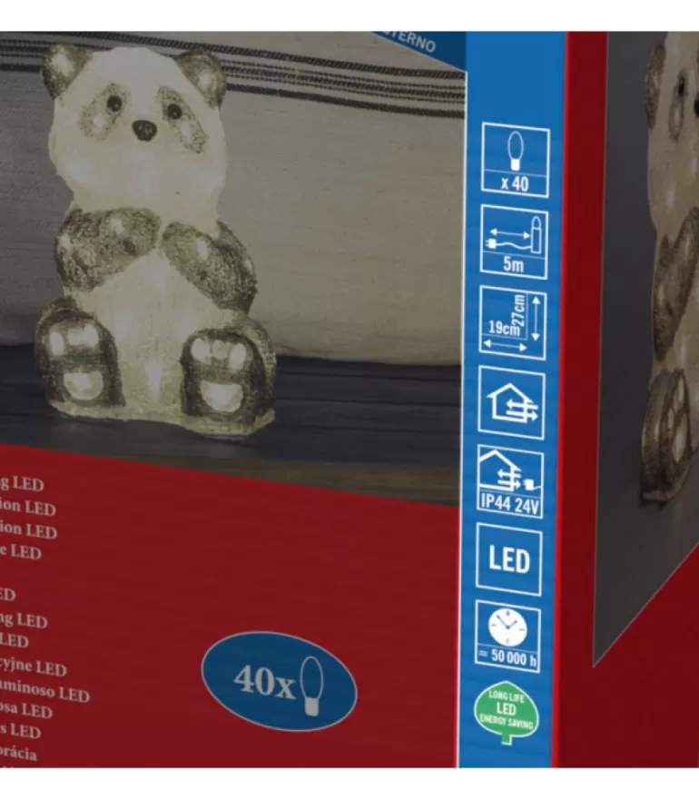 Clearance Panda Lumineux Led 27 Cm En Acrylique, 40 Diodes Blanc Chaud Oiseaux Lumineux Et Animaux Lumineux