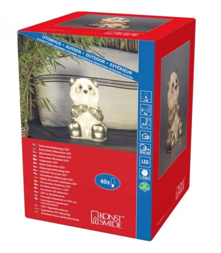 Clearance Panda Lumineux Led 27 Cm En Acrylique, 40 Diodes Blanc Chaud Oiseaux Lumineux Et Animaux Lumineux