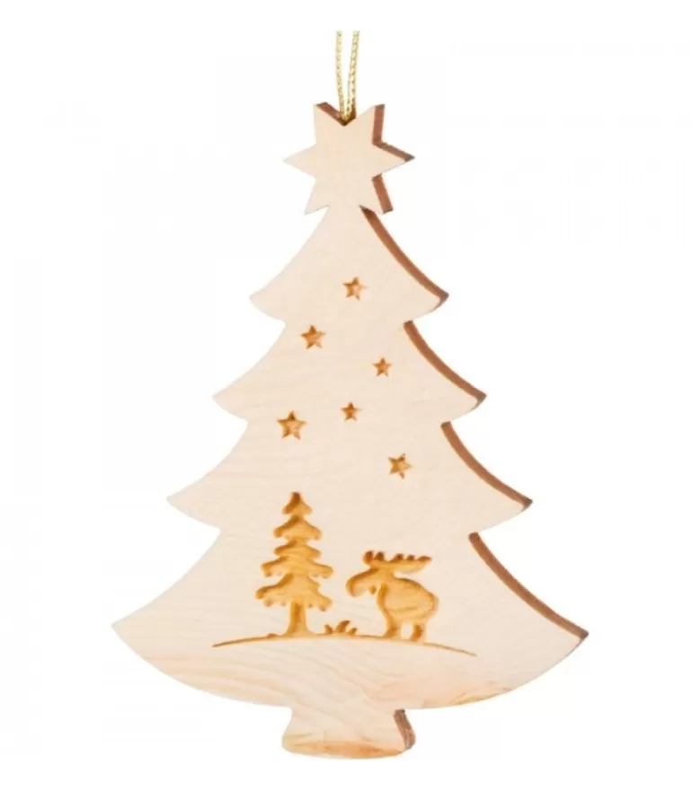 Hot Pendentif Sapin De Noël En Bois, Elan Décorations En Bois Pour Sapin De Noël