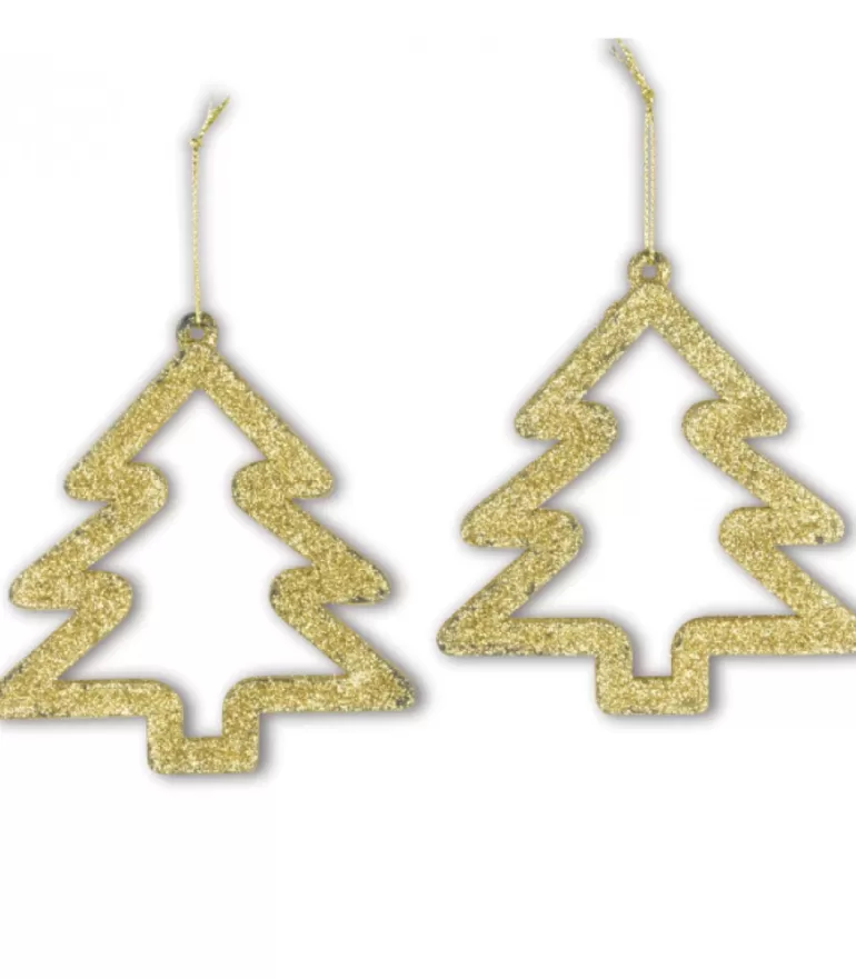 Fashion Pendentifs Sapin De Noël, Paillettes Dorees (Par 2) Décorations En Bois Pour Sapin De Noël