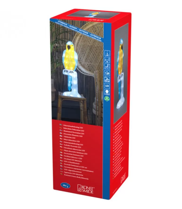 Clearance Perroquet Lumineux 50 Cm En Acrylique, 48 Diodes Blanc Chaud Oiseaux Lumineux Et Animaux Lumineux