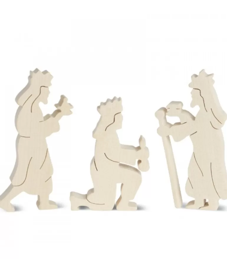 Online Personnages De Crèche, Rois Mages Bois Naturel, 10 Cm Crèche De Noël Artisanale