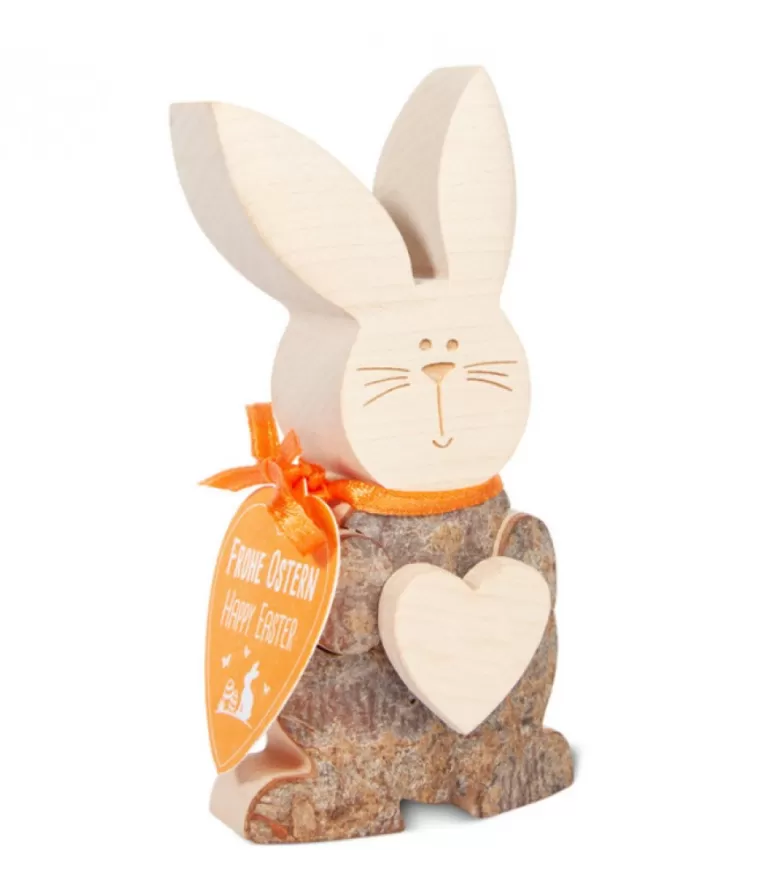 New Petit Lapin De Paques En Bois Avec Coeur, 10 Cm Lapins En Bois De Paques