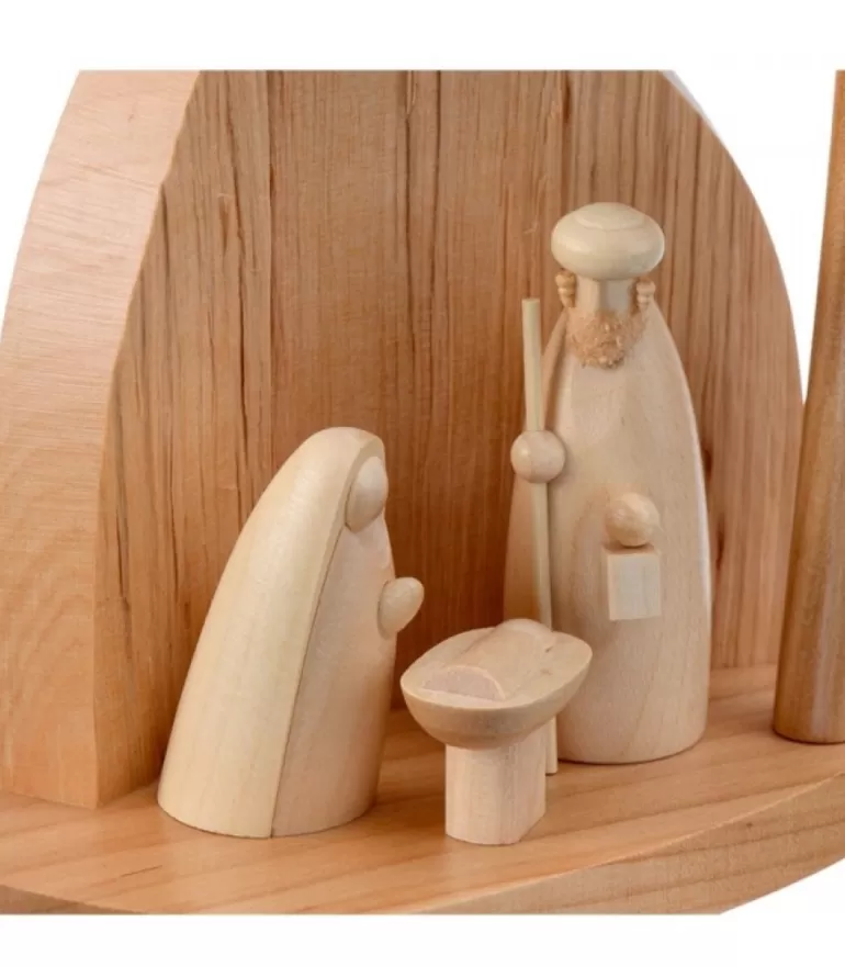 Clearance Petite Crèche Moderne En Bois Avec Un Palmier Et La Nativite Crèche De Noël Moderne