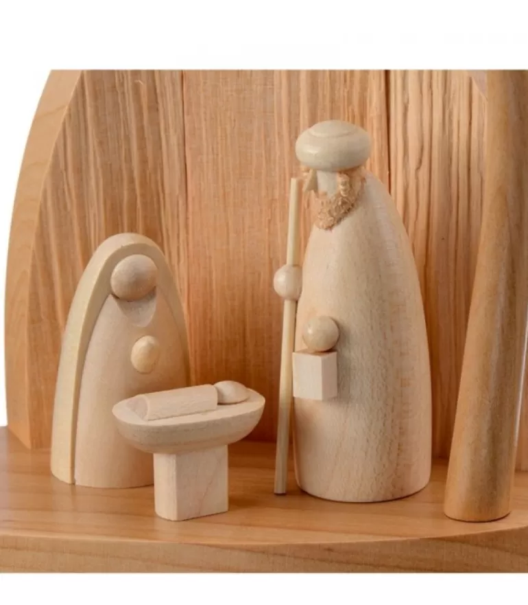 Clearance Petite Crèche Moderne En Bois Avec Un Palmier Et La Nativite Crèche De Noël Moderne