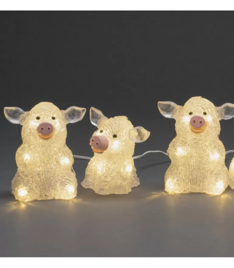 Fashion Petits Cochons Lumineux En Acrylique Led 12,5 Cm, Lot De 5 Oiseaux Lumineux Et Animaux Lumineux