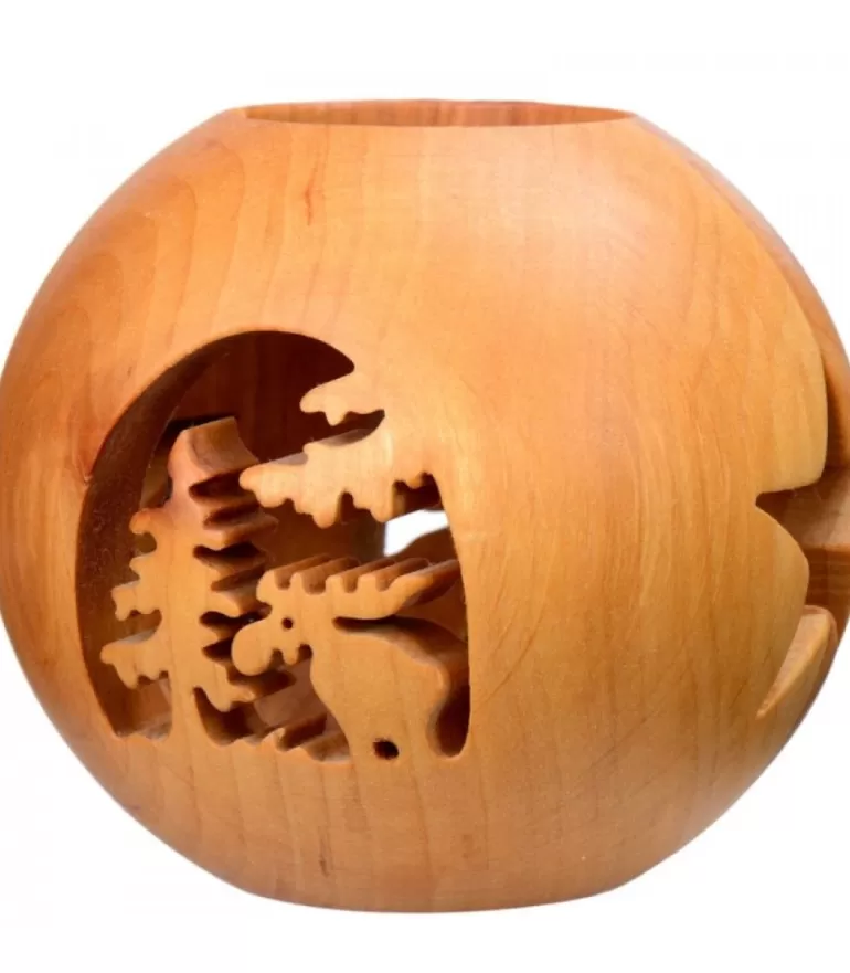Cheap Photophore En Bois Forme Spherique, Motif, Motif Elan Photophore Bois