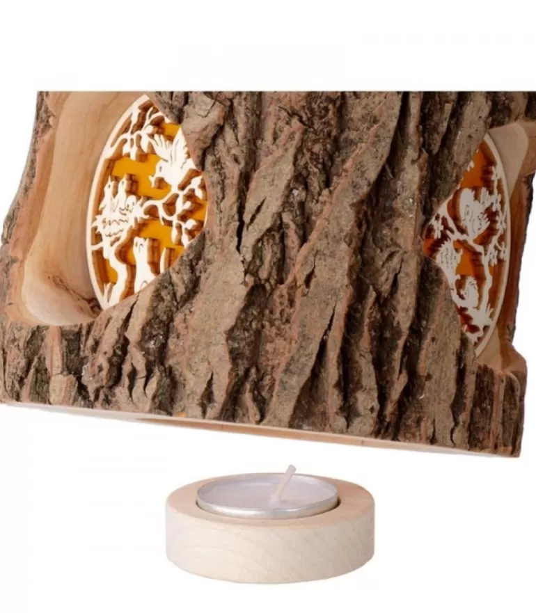 Cheap Photophore En Rondin De Bois, Avec 3 Motifs, Ecureuil, Chat Et Oiseaux Photophore Bois