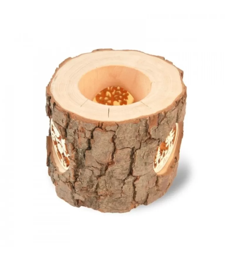 Fashion Photophore En Rondin De Bois Avec 3 Motifs Nature Photophore Bois