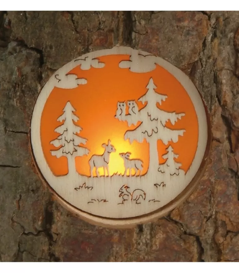 Fashion Photophore En Rondin De Bois Avec 3 Motifs Nature Photophore Bois