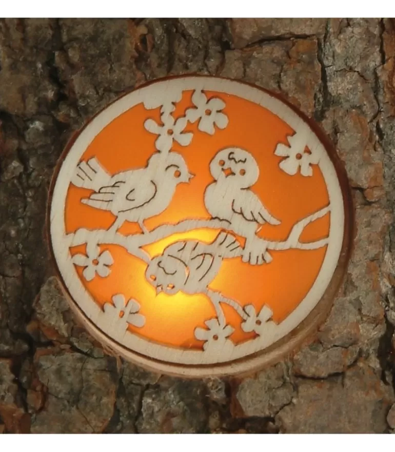 Fashion Photophore En Rondin De Bois Avec 3 Motifs Nature Photophore Bois