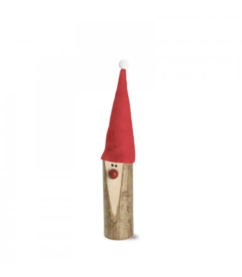 Sale Père Noël En Bois Avec Nez Rouge Et Bonnet En Feutre, 10 Cm Père Noël En Bois