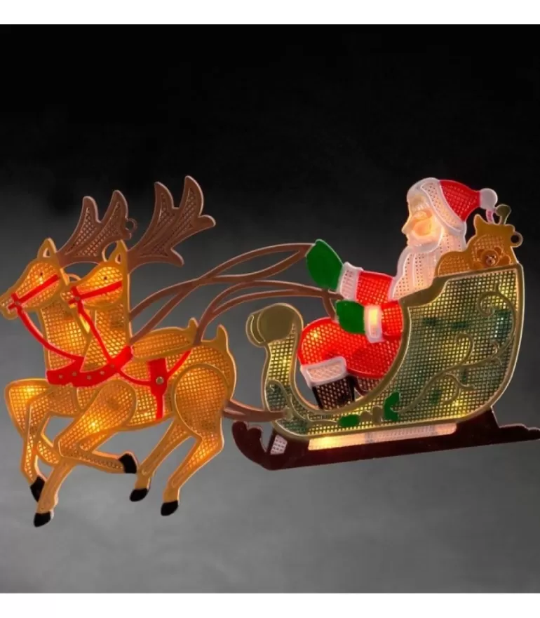 Best Sale Père Noël Lumineux Avec Rennes Et Traineau Père Noël Lumineux