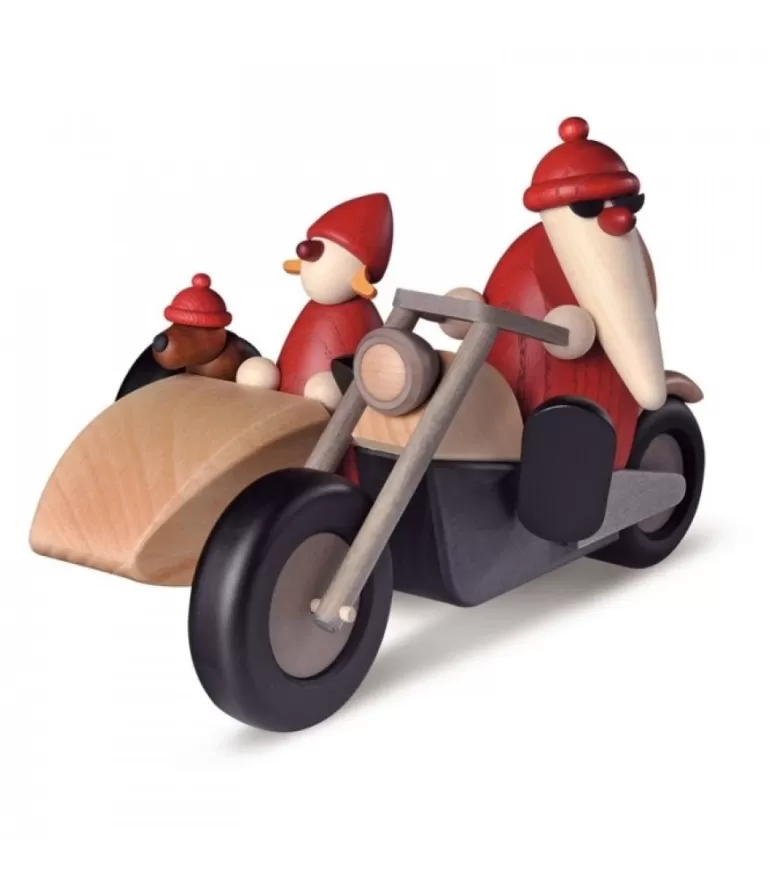 Outlet Père Noël Rouge En Side-Car Père Noël En Bois