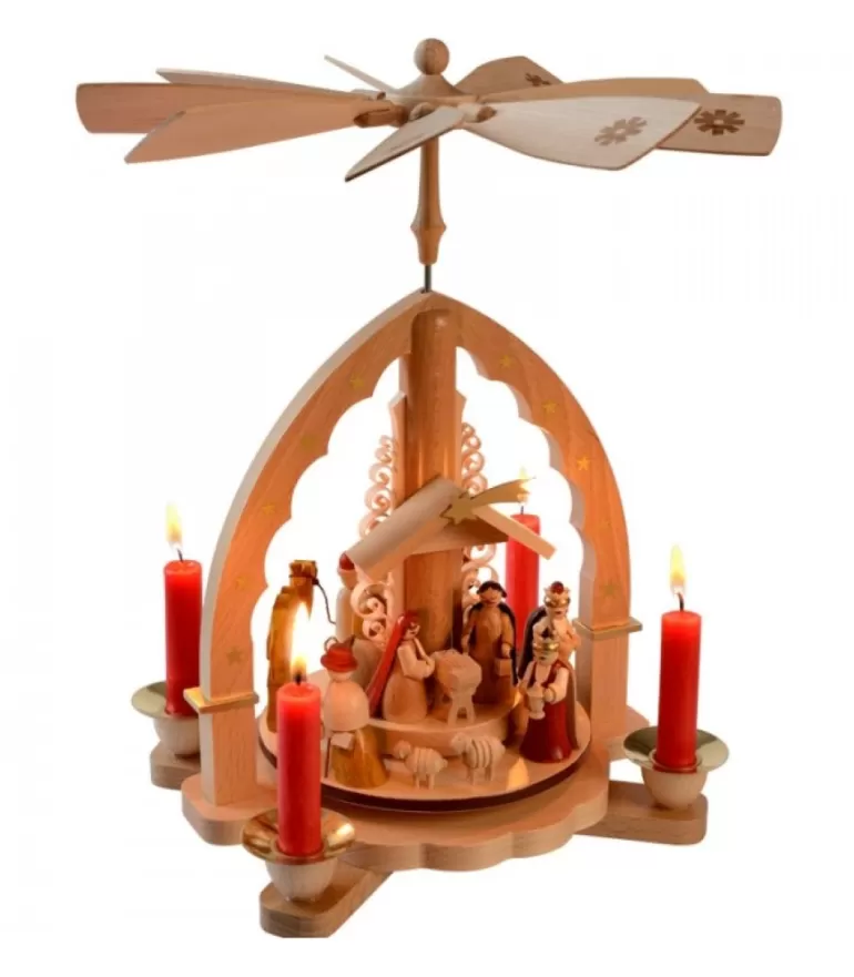 Store Pyramide A 4 Bougies En Bois Pour Un Noël Traditionnel Pyramides De Noël Allemandes