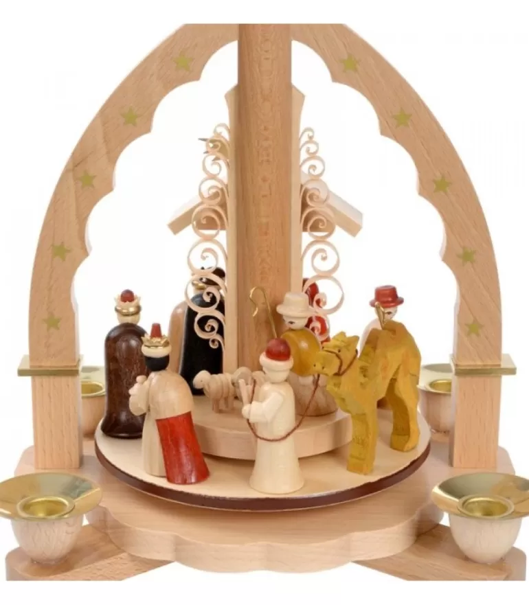 Store Pyramide A 4 Bougies En Bois Pour Un Noël Traditionnel Pyramides De Noël Allemandes