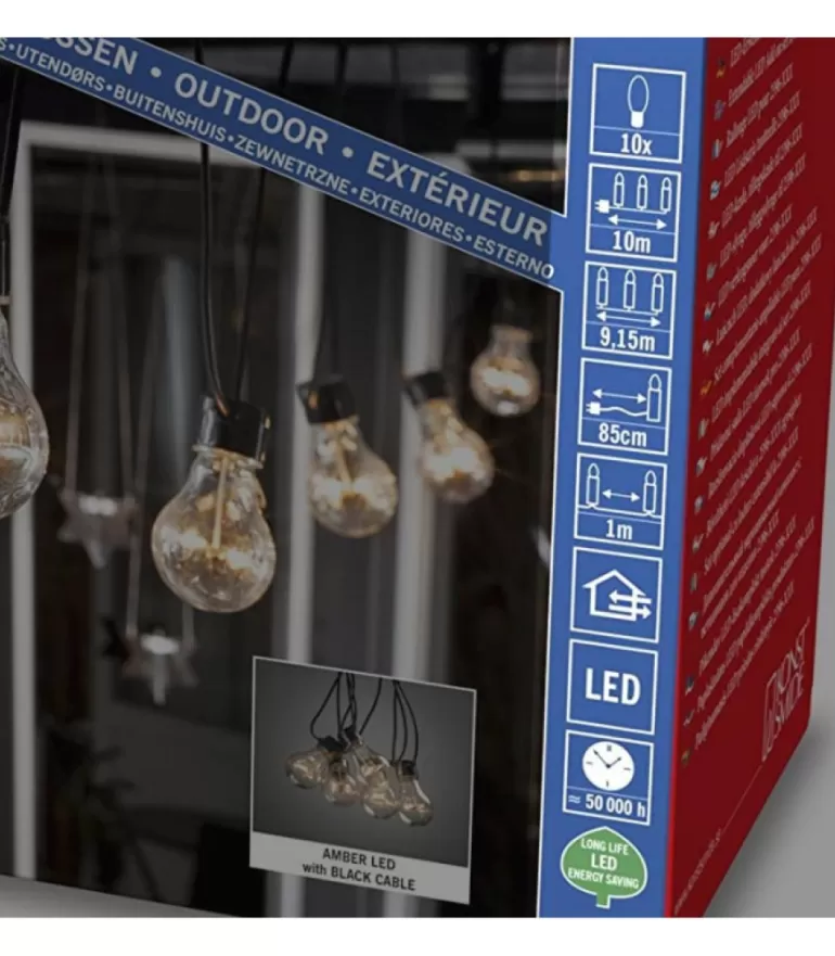 Shop Rallonge 10 M Pour Guirlande Lumineuse De Terrasse, 10 Ampoules Ambrees Guirlande Lumineuse Extérieur