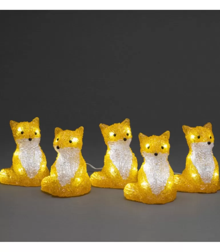 Hot Renards Lumineux Acryliques Led Assis, Lot De 5, 12 Cm Oiseaux Lumineux Et Animaux Lumineux
