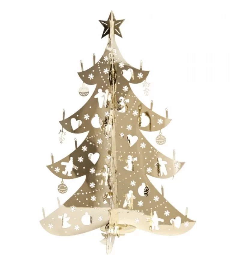 Outlet Sapin De Noël Design, Metal Dore, 19 Cm Sapin De Noël Design