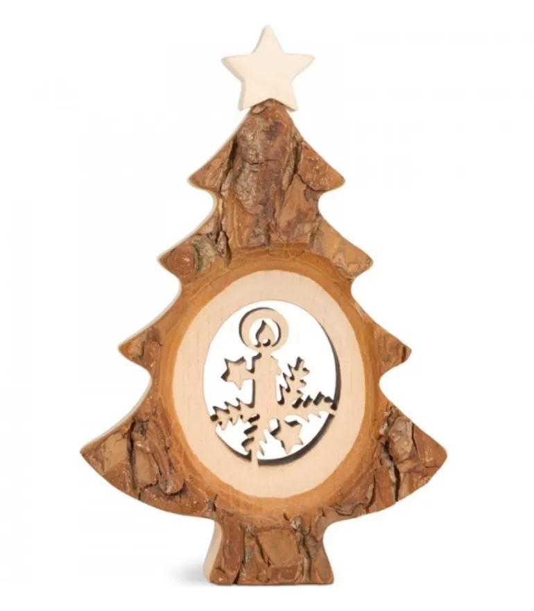 Best Sapin De Noël En Bois Avec Père Noël Et Luge Cisele, 12 Cm Sapins En Bois