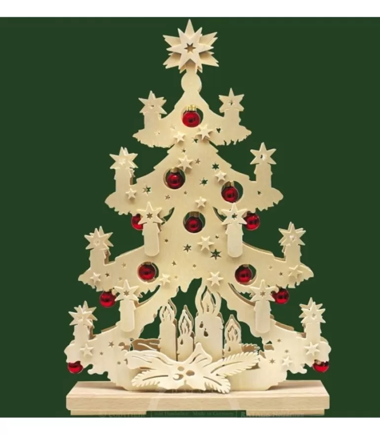 Store Sapin De Noël Lumineux A Led En Bois Avec Boules De Noël Rouges Sapin Lumineux Led