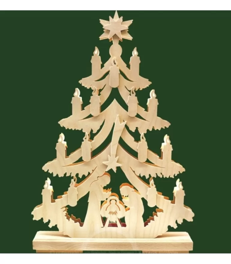 Store Sapin Lumineux Led En Bois Avec Crèche De Noël Crèche De Noël Lumineuse