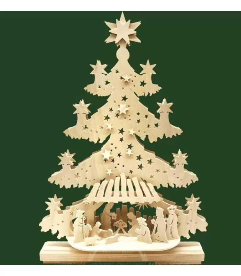 Cheap Sapin Lumineux Led En Bois Avec Crèche De Noël Et Personnages Crèche De Noël Lumineuse