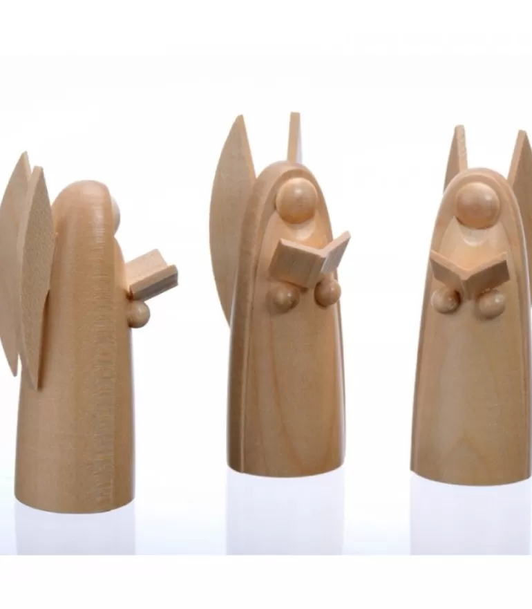 Sale Trois Anges De Noël En Bois Pour Crèche, 6 Cm Personnages De Crèche De Noël