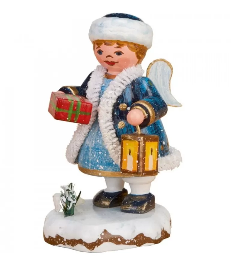 Clearance Village De Noël Miniature, Figurine Ange Avec Paquet Village De Noël Miniature