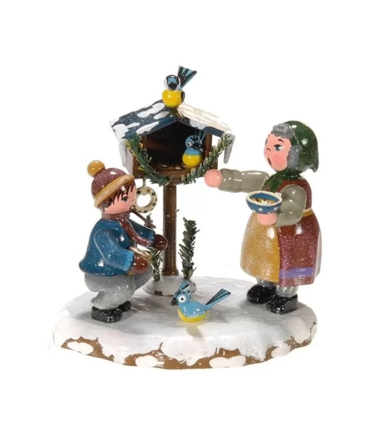 Flash Sale Village De Noël Miniature, Grand-Mere Et Oiseaux Village De Noël Miniature